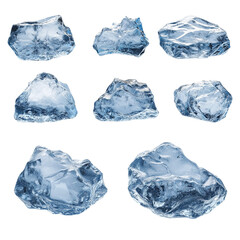 Obraz premium Nine Isolated Ice Cubes Against png isolated on transparent background