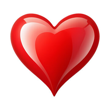 Glossy Red 3D Heart Icon - Vibrant Passion Symbol Isolated on Transparent Background PNG for Valentine and Romantic Design