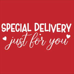 Special Delivery Just For You Red, For Loved One Shopping Bag Design Vector 