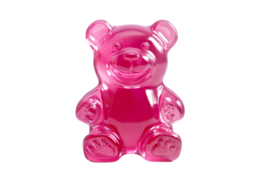 Colorful pink gummy bear png background transparent sweet treat studio shot fun concept
