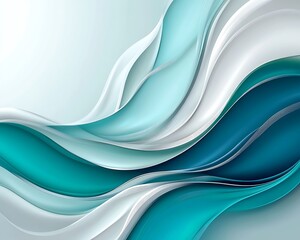 Obraz premium Abstract flowing waves of teal and white blending together gracefully