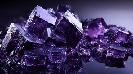 Fototapeta premium Vibrant Purple Crystals on Reflective Surface with Soft Lighting