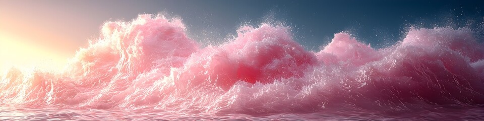 Fototapeta premium Pink clouds in the sky with a sun in the background