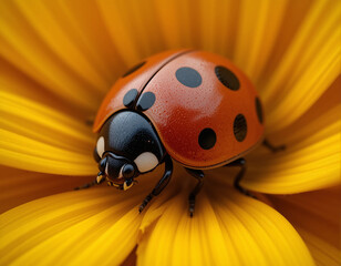 Obraz premium Nature’s Charm: The Delightful Beauty of Ladybugs