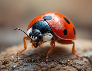 Fototapeta premium Nature’s Charm: The Delightful Beauty of Ladybugs