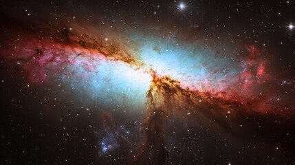 Fototapeta premium Exploring Distant Galaxy with Vibrant Cosmic Colors and Starry Field