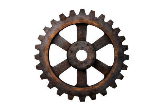 Rusty gear png background transparent image industrial mechanical element white