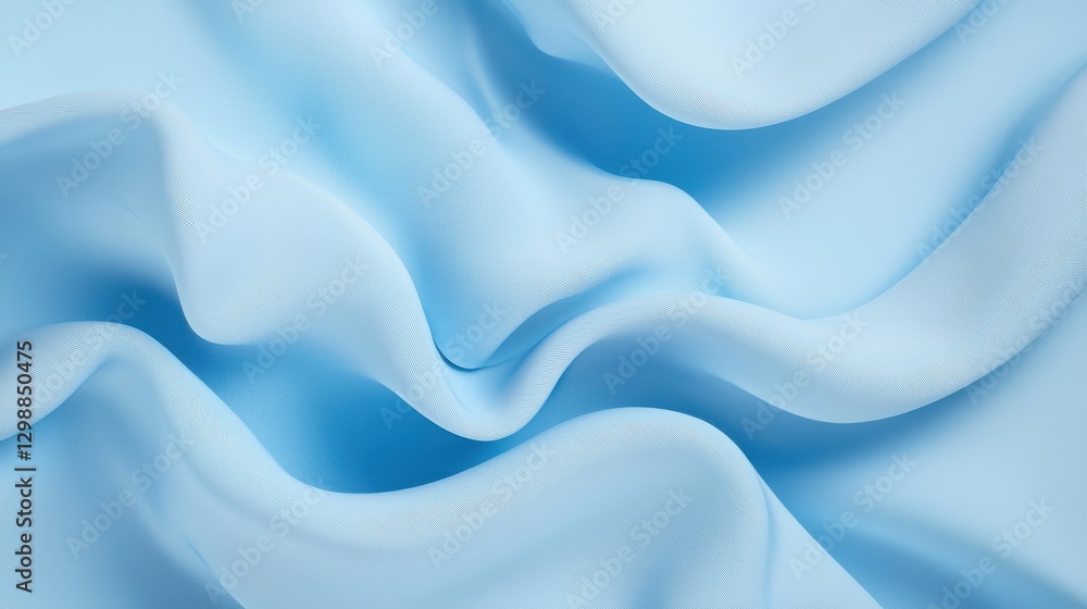 Aufkleber soft blue textile draping elegantly with subtle creases and flowing texture showcasing a serene and 