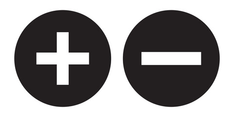 Plus and minus signs vector icons set