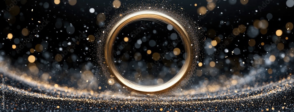 Poster sparks fly actively in a circular pattern, illuminating the darkness with their bright and captivati