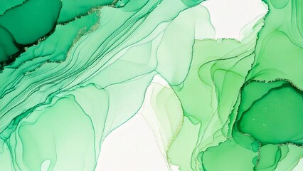 Naklejka premium 高級感のある薄くて淡いアルコールインクアート グリーン マーブル模様 余白あり 背景素材 チラシ・バナー・動画素材 16:9サイズ AI生成素材