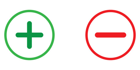 Fototapeta premium Plus and minus signs vector icons set