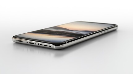 Modern smartphone angled on white surface