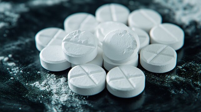 white pills on a dark surface creating a pharmaceutical aesthetic