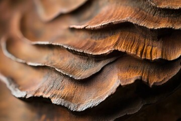 Fototapeta premium Close up view highlighting the intricate ridges and grooves of a pine cone, creating a captivating natural pattern