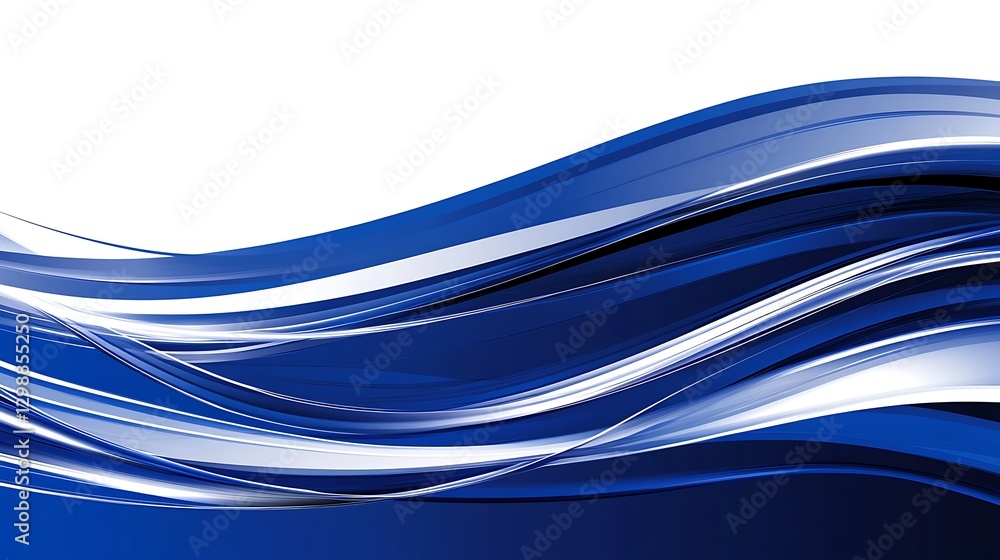 Poster dynamic abstract blue lines and swirls forming an artistic wave on white background design element