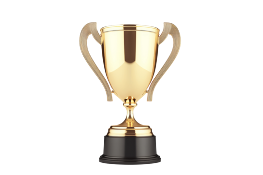 Golden trophy png background transparent for celebrations awards events in a clean environment