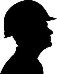 Vektor Silhouetten - Kopf Ingenieur mit Bauhelm - Architekt, Techniker und Experte - Spezialist in der Technologie und Industrie