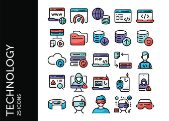 Technology icon pack. Set icon design