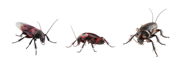 Three detailed insect models displaying antennae and unique wing patterns in closeup view