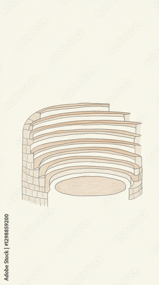 Poster abstract beige and brown geometric pattern with layered circles and lines in a modern style for back