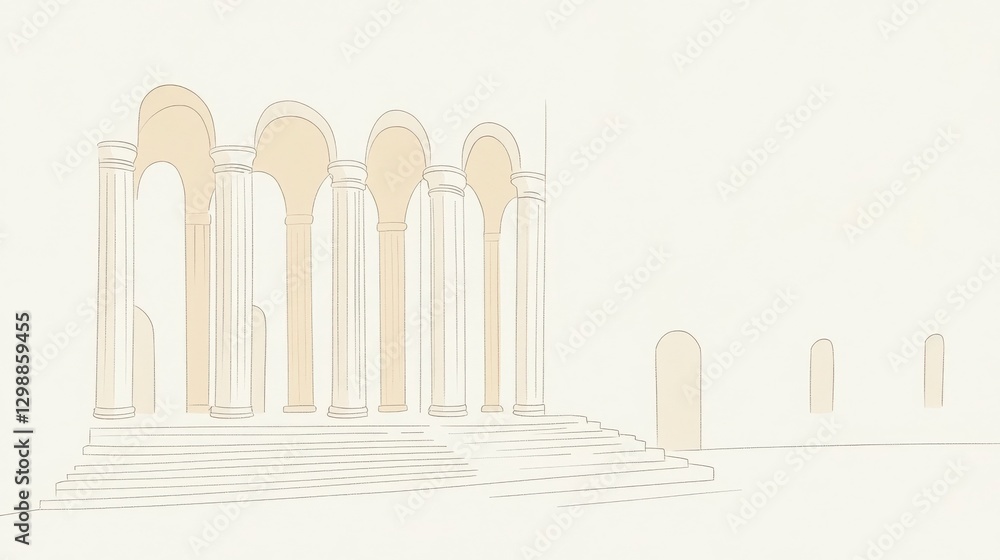 Poster abstract beige columns minimalist geometric design style illustration art work background design ide