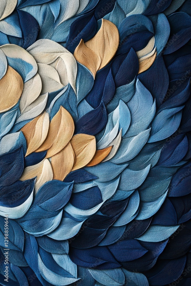 Aufkleber abstract blue and gold leaf pattern swirl texture backgrounds for design usecases featuring differen