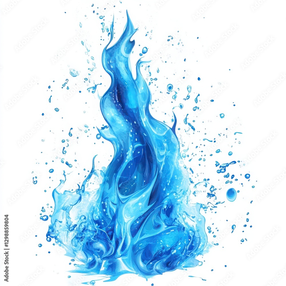 Poster abstract blue flames on white backgrounds for design elements in creative arts illustrations and gra