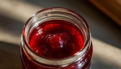 strawberry jam in glass jar
