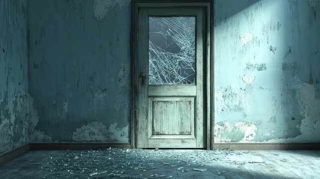 Broken Door In A Derelict Room Showing Decay And Neglect