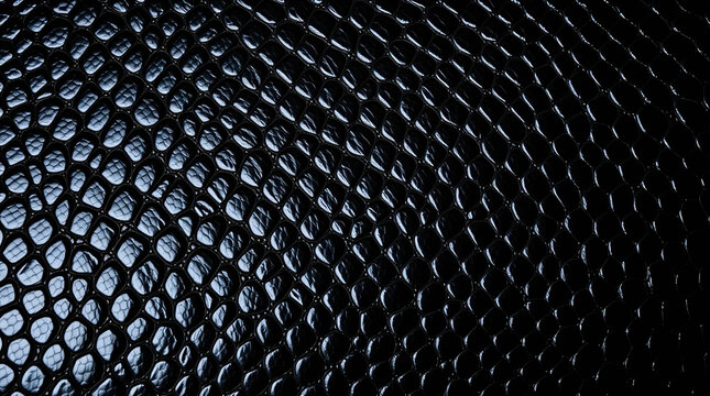 Background texture black leather reptiles. Snake skin or dragon scale texture