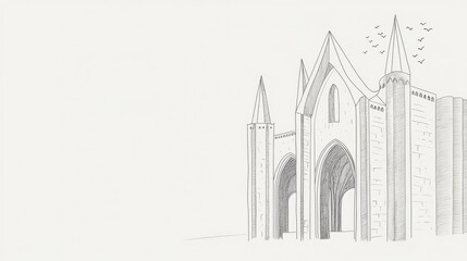 Fototapeta premium Abstract Grayscale Sketch with Geometric Shapes and Minimalist Lines