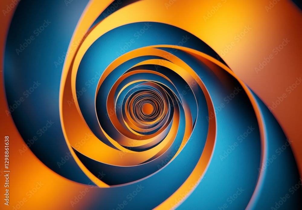 Poster abstract orange and blue spiral background 3d rendered image illustration design for a modern wallpa