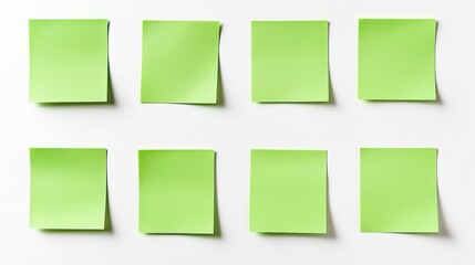 Blank green sticky note isolated on a white background.