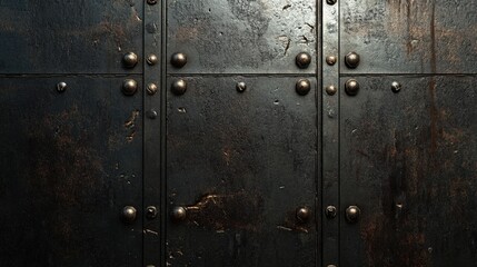 Fototapeta premium Dark Metal Panel With Decorative Rivets