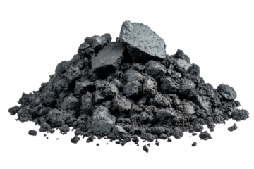 Industrial coal pile png background transparent for graphic design dark environment close-up view