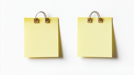 Isolated yellow sticky paper note on a clean white background, perfect for adding reminders or messages.