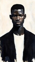 Sudanese man peaceful expression neutral backgrounds