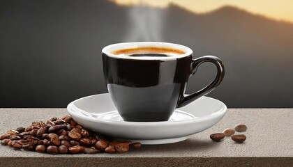 cup of coffee with beans