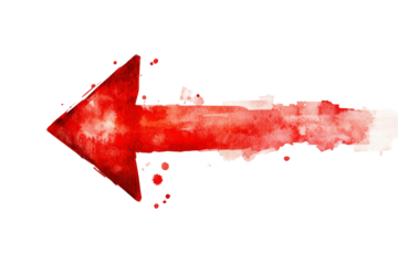 Dynamic red arrow png with transparent background artistic watercolor design digital graphic environment