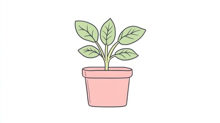 Potted plant, home d?cor, simple illustration, white background, minimalist design