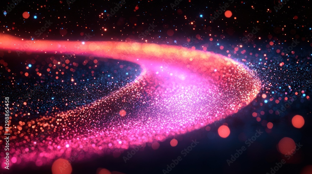 Poster abstract glowing particle stream with red and blue light effect