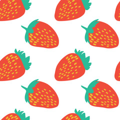 Seamless Pattern of Vibrant Strawberries on a Clean White Background