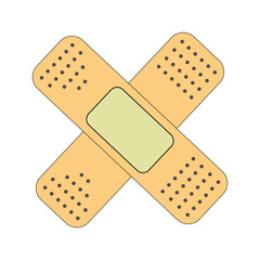 Two Cross Bandages, medical adhesive bandages making a cross first aid and wound care providing 