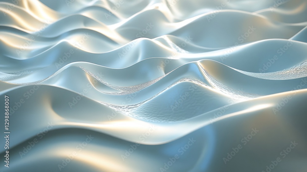 Poster abstract metallic waves background with smooth reflections and soft lighting