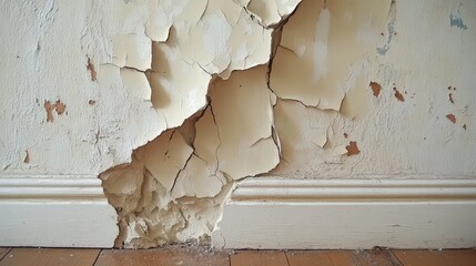 Severely Damaged Wall With Peeling Paint and Cracks