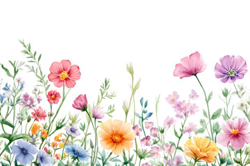 Colorful wildflower collection nature watercolor png background transparent design floral garden view