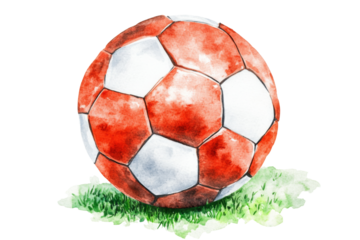 Dynamic soccer ball illustration grass background png transparent design sports concept