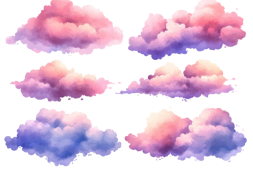 Pastel clouds collection digital art transparent png backgrounds soft color palette creative viewpoint dreamy concept
