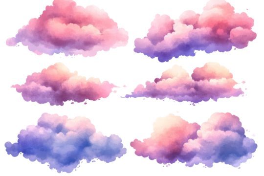 Pastel clouds collection digital art transparent png backgrounds soft color palette creative viewpoint dreamy concept